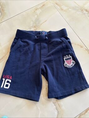 Kids Navy USA Crest Athletic Shorts